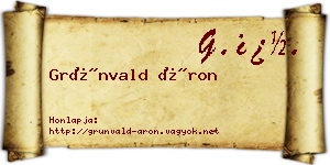 Grünvald Áron névjegykártya